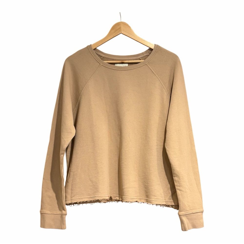 NEW Pact Essential Raw Hem Raglan Tan Sweatshirt Size Medium